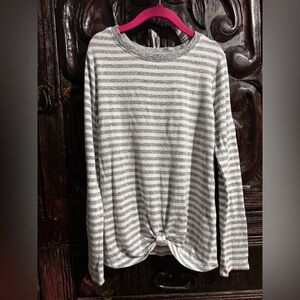 Striped Gray Girl Top